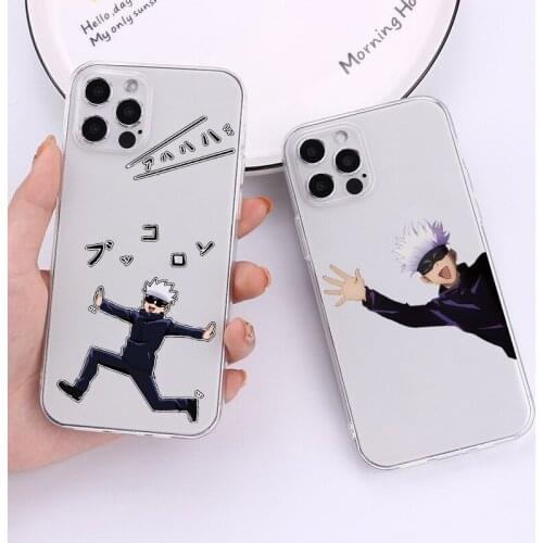 Jujutsu Kaisen Phone Case for iPhone 12 11 Pro MAX XS X XR 7 8 6Plus Japan Anime Transparent Cover Coque
