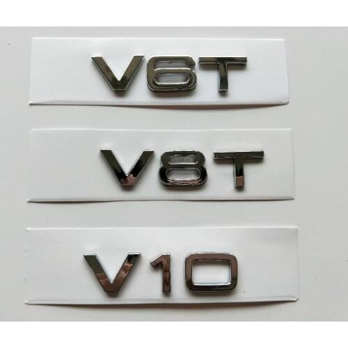 Chrome Silver Letters V6T V8T V10 W12 Fender Emblems Badges Emblem for Audi A3 A4 A5 A6 A7 A8 A4L A6L A8L Q3 Q5 Q7 Q8 Q8L