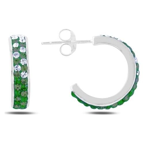 Silver 925 Sterling Crystal Cubic Zirconia Hoop Earrings