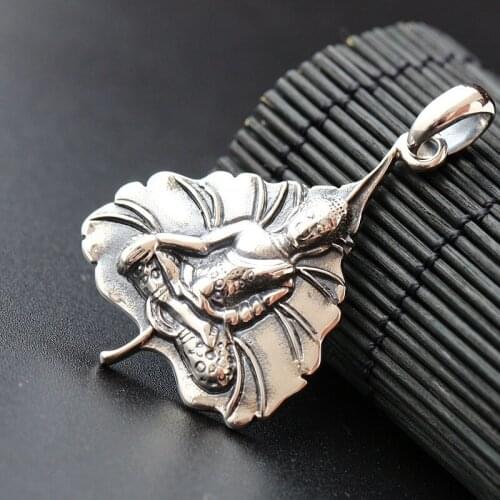 Silver Jewelry Genuine S925 Sterling Silver Pendants Retro Thai Silver Pendants Small Silver License Plate Pendant Men And Women