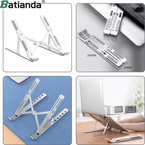 Batianda Silver Laptop Stand Multi-angle Adjustment For Apple macbook Air Pro Huawei HP Xiaomi Foldable Portable Desktop Holder