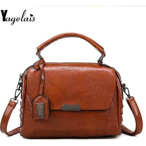 Vintage Oil Wax leather fashion solid color flap handbags women bags ladies crossbody bags for women shoulder bag
