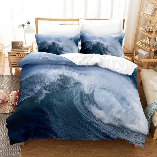 Waves Bedding Set Single Twin Full Queen King Size Ocean Wave Scenery Bed Set Childrens Kid Bedroom Duvetcover Sets 010