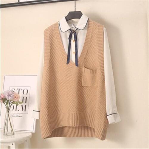 Knitted Sweater Vest Women Sleeveless Waistcoat Korean Style Female 2021 Spring Autumn Plus Size S-3XL Knitwear Fashion New