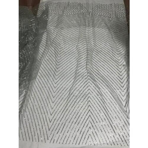 High Quality Glued glitter sequins Tulle Lace Fabric Latest French Nigerian SYJ-101414 For Women Wedding