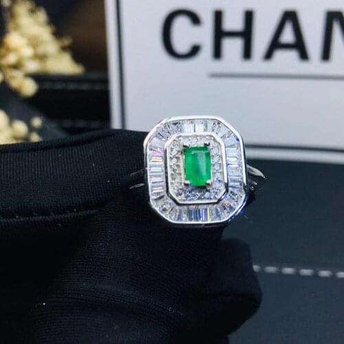 Jewelry Natural Emerald Ring Anniversary Ring Radiant Cut Green Gemstone Ring Women Jewelry
