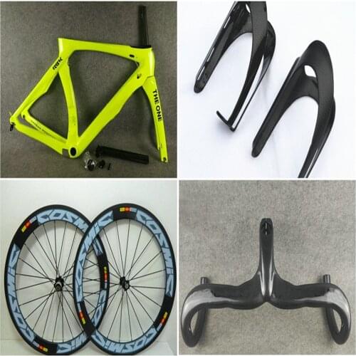Green RB1K THE ONE Frame Road Carbon Bike Frameset 30 colors and 60mm Cosmic Wheelset Carbon Handlebar Bottle cages