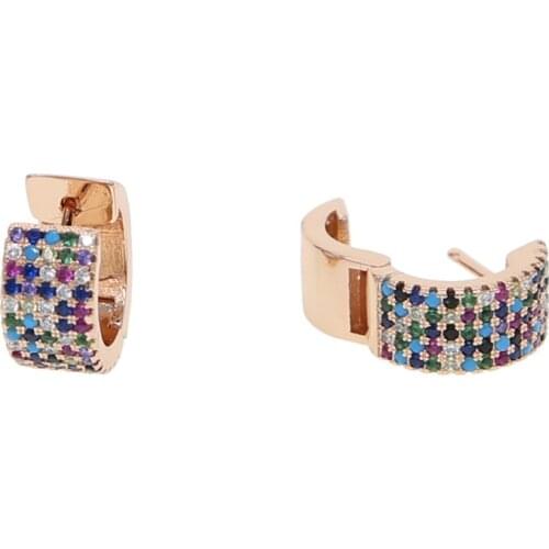 Trendy Style Fashion Semicircle Round Geometric Hoop Earrings For Women Gold color cz Earring Female Statement Jewelry Gifts