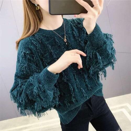 Woman Sweaters Chandails Chenille Tassel Pullover Womens Autumn and Winter Womens Short Top Fashionable Outer Wear