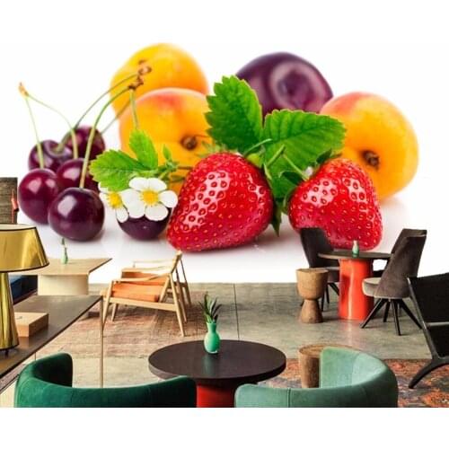 Bacal Strawberry Peaches Cherry Plums Food Fruit 3D wallpaper mural restaurant living room sofa TV wall kitchen 3d photo huda