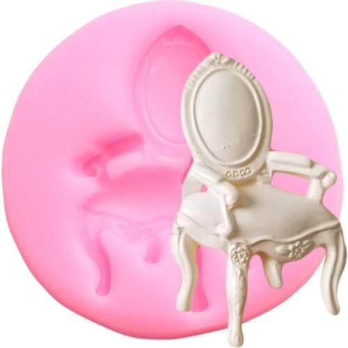 3D Victorian Chair Silicone Mold DIY Party Dollhouse Fairy Garden Cake Decorating Tools Fondant Candy Chocolate Gumpaste Mould