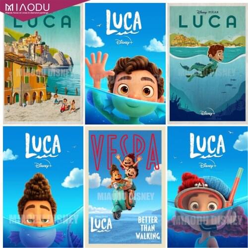 5D Diamond Painting Disney Cartoon LUCA Poster Summer Friendship Cross Stitch Kits Embroidery Mosaic Resin Home Decor Gifts
