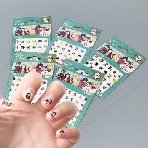 Anime Nail Sticker Demon Slayer Kimetsu no Yaiba Nails Art Decoration Wraps Decals Adhesive Manicure Tips Stickers kids gifts
