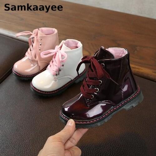 0-12y Children Shoes Boots Spring Autumn Kids Martin Boats Baby Boys Girls Ankle Boots Pu Leather Non-Slip Solid Sneakers y29
