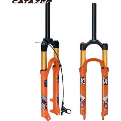 Catazer MTB Air Suspension Fork Bicycle Plug Stroke 100-120MM 1720g 32MM 26 27.5 29 Inch Mtb Fork Mountain Bike Fork