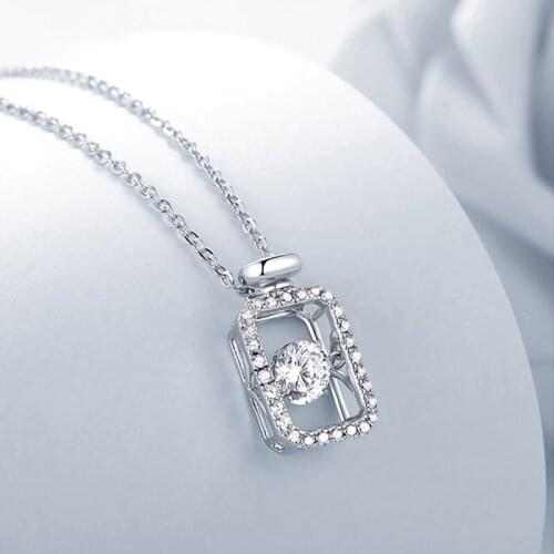 Perfume Bottle Smart 50 Points Moissanite Necklace Female Niche Light Luxury 925 Sterling Silver Platinum Clavicle Chain Diamond