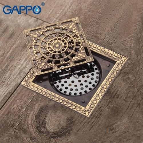 GAPPO Drains bathroom shower drains shower floor cover antique brass shower floor drains square drain stopper