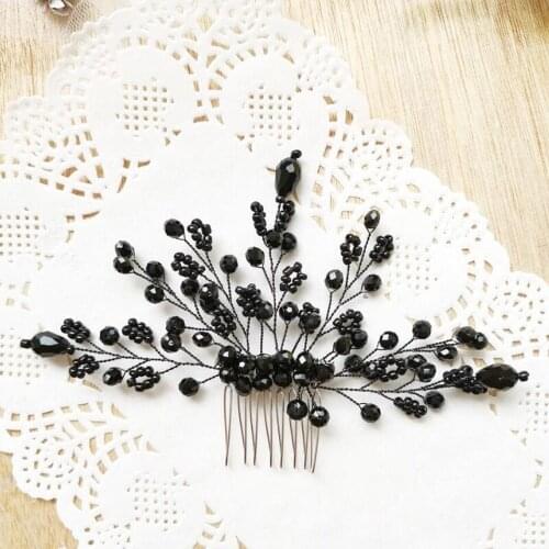 Black Crystal Hair Combs Wedding Hair Accessories Bride Wedding Hair Comb Black Bridal Hair Accessories Hair Piece for Women