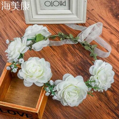Haimeikang Fashion Flower Headband Women For Wedding Head Band Hairband Wedding Party Festival Decor Princess Floral Wreath
