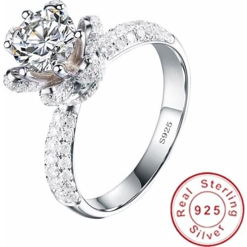 Lose money sell Flower Promise Ring 925 sterling silver Bijou 8mm AAAAA Cz Engagement Wedding band rings for women Jewelry