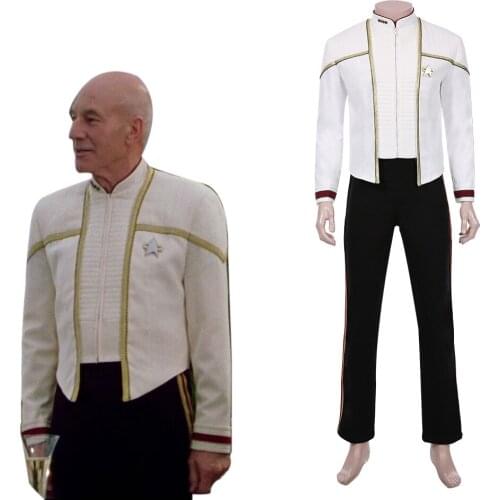 Star Cosplay Trek Jean Luc Picard Cosplay Costume Jacket Pants Outfits Halloween Christmas Custom Made