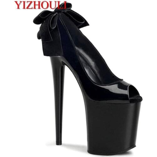 Hot selling fashion 20cm ultra high heels platform shoes desigh ankle strap black sole sexy 8 inch womens pumps