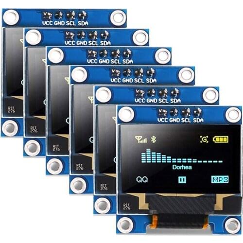 MOOL 6PCS 0.96 inch OLED Display Module 12864 128X64 Pixel LCD Yellow Blue SSD1306 Driver Board I2C Serial 0.96 Inch IIC Chip