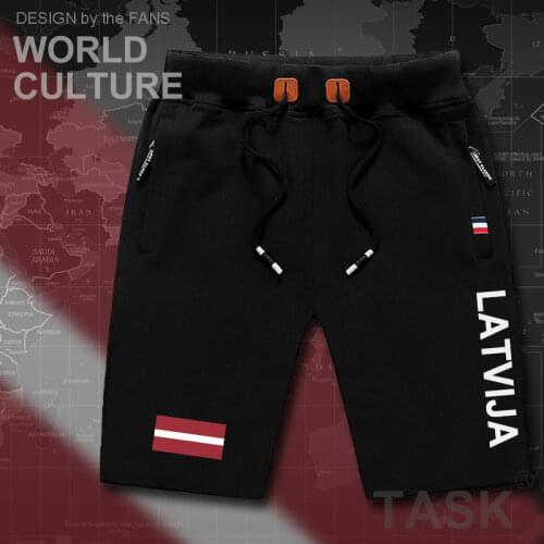 Latvia Latvijamens shorts beach man mens board shorts flag workout zipper pocket sweat bodybuilding 2017 cotton new Latvian LVA