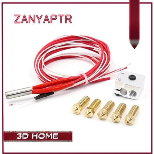 E3D Volcano Nozzle kit - 12V 24V Volcano Hotend Extrusion Aluminum block Cartridge Heater Thermistors + 5 Nozzle for 3D printer