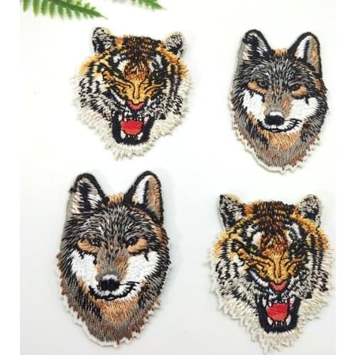 20pcs/lot small tigers patches iron on patches clothe stickers wolf badges DIY embroidered patches for jeans clothes decoration