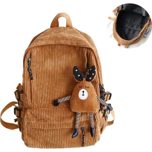 New Fashion Corduroy Womens Backpack for Girls Soild Color Female Bag Large Capacity Shoulder Laptop Backpack for Boys M179