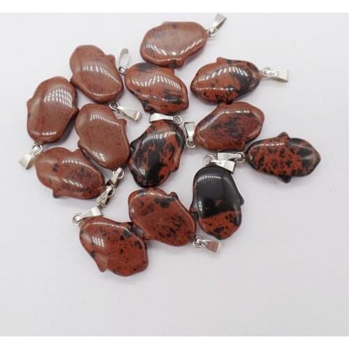 10Pcs 20x15x5mm Natural Brown Mahogany Obsidian Carved Tulip Pendant For DIY Jewelry Making Necklace Accessories Special Gift