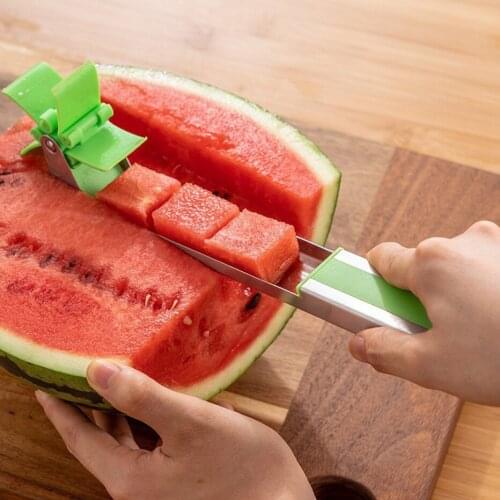 Originality Fruit Watermelon Slicer Cutter Tongs Corer Melon Stainless Steel Tool Watermelon Cut Watermelon Cubes Kitchen Tool