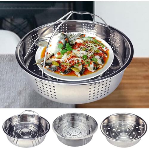 NEW Stainless Steel Steamer Basket Rice Cooker Steamer Food Vegetable Steaming Tray Fruit Cleaning Draining Basket Kitchen Tools