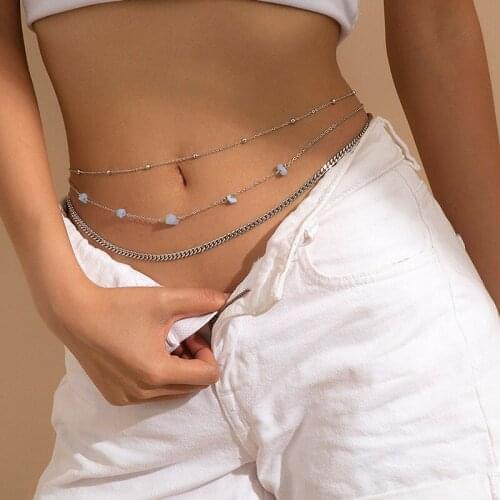 Sexy Hip Hop Beach Gravel Belly Chains Waist Chain For Women Trendy Metal Chain Body Chain Dating Leisure Jewelry Accessories