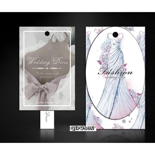 Customized print clothing hang tag paperboard Wedding dress garment swing hanging tag hand tags paper tags KK19007