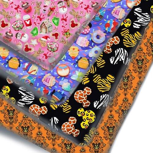 Half Yard Polyester Cotton Fabric Halloween Christmas Print Cotton Fabric For Tissue Kids Home Textile DIY Crafts Supplier
