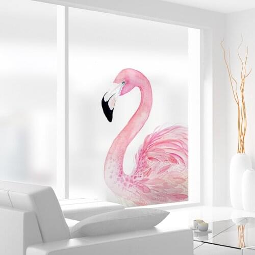 Custom flamingo nordic ins style toilet bathroom glass film transparent opaque electrostatic frosted film sticker
