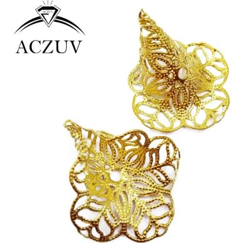 Gold Plated 200pcs 23x28mm Jewelry Bead Caps Beads Making Findings Accessories Free Shipping BC003