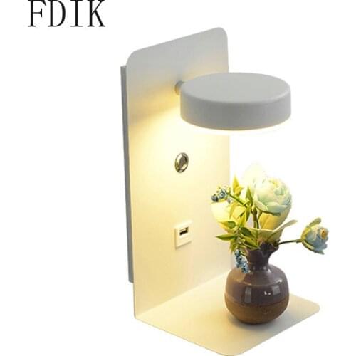 Nordic Practical Rack USB Charging Wall Sconce for Living Room Bedroom Bedside LED Modern Home Decoration Lamp Mirror Lights