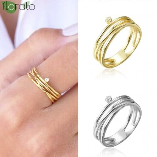 Romantic Engagement Ring Brass/24k Gold-Plated CZ White\Purple Crystal Interweaving Ring Happy Cute Women Luxury Jewelry