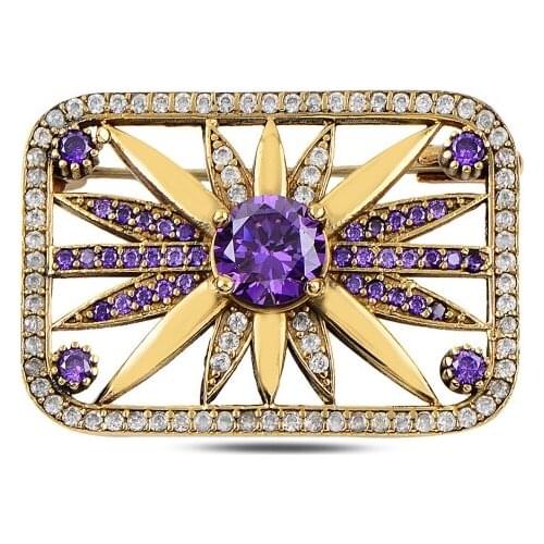 Silverlina Silver Zircon Stone Authentic Brooch