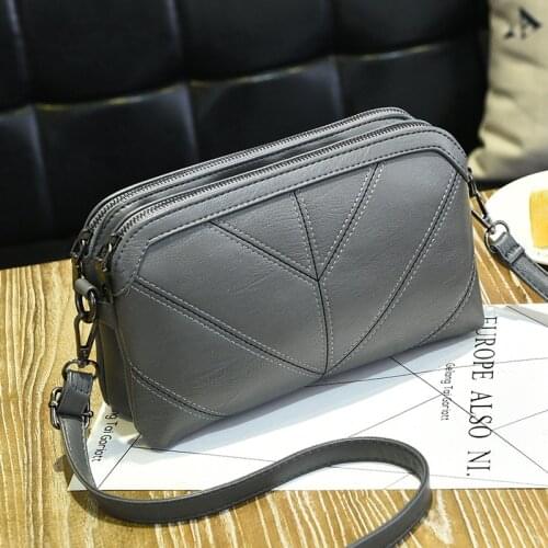 Double Layer Crossbody Bag Women Simple Multifunction Shoulder Bag Shopping PU Leather Messenger Bag Lady Phone Handbag Purse