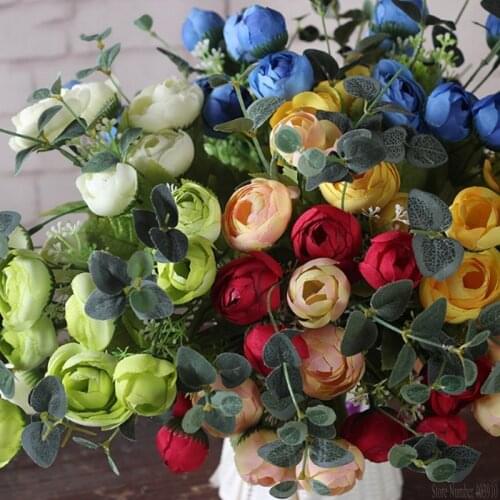 Spring decoration 10 head decorative rose bouquet real touch silk flowers artificial roses party wedding decoration home decor