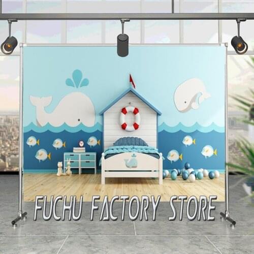 Baby Bedroom Fish Water Pattern Bubby Interior Photographic Background Customized Photography Backdrops For Photo Studio Vinyl