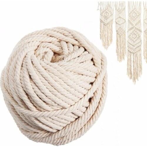 4mmx110m/6mmx30m Macrame Cords 100% Natural Cotton Twisted Rope for DIY Making Home Wall Hanging Tapestry Carpet Home Textiles