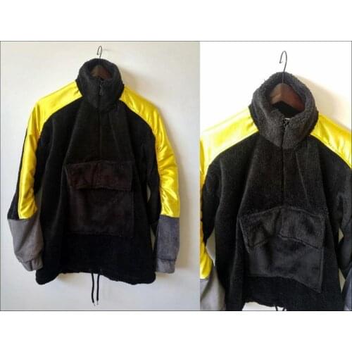 XS-6XL New Mens Oversized Sherpa Anorak Front Kangaroo Pocket Warm Winter Furry Hoodie Jacket / Pullover Colourblock Multi Colo