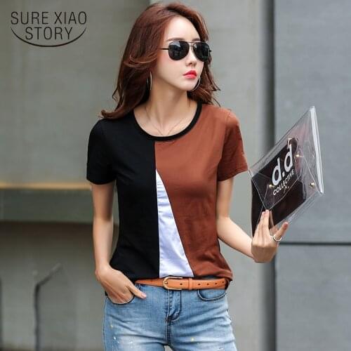 Korean clothes 2019 harajuku tshirt plus size women Short Office Lady O-Neck womens clothing Slim t-shirt 2570 50