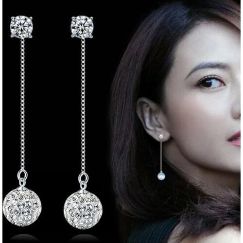 Womens Long Tassel Earrings Exaggerated Full Diamond-encrusted Diamond Earrings Stud Earrings Cute/Romantic Stud Earrings