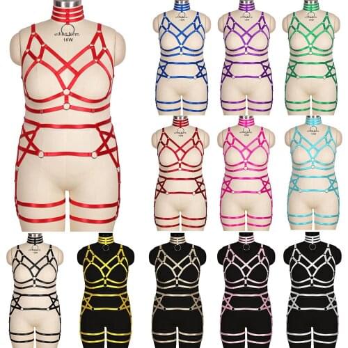 Women Body Bondage Plus Size Harness Fashion Sexy Lingerie Full Strappy Harness Set Gothic Garter Belt Suspenders Stocking Belt